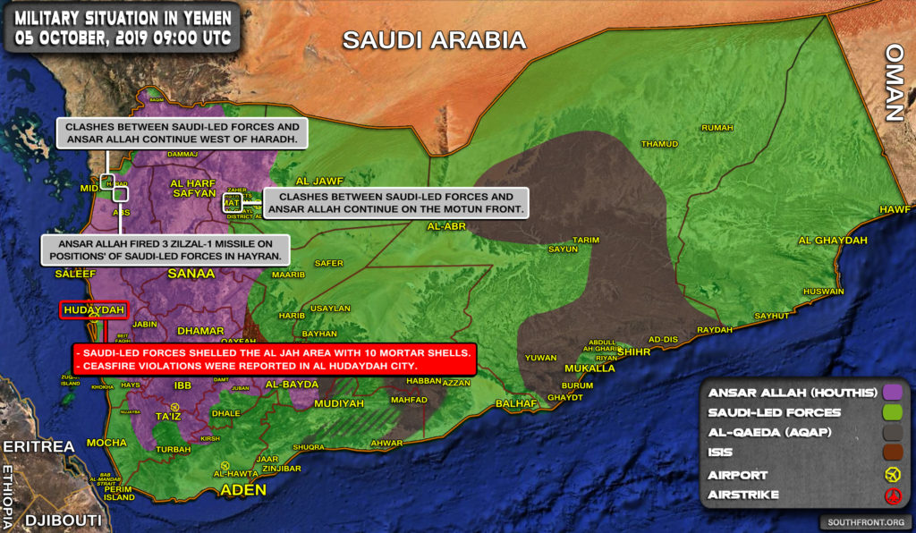 Military Situation In Yemen On October 5, 2019 (Map Update)