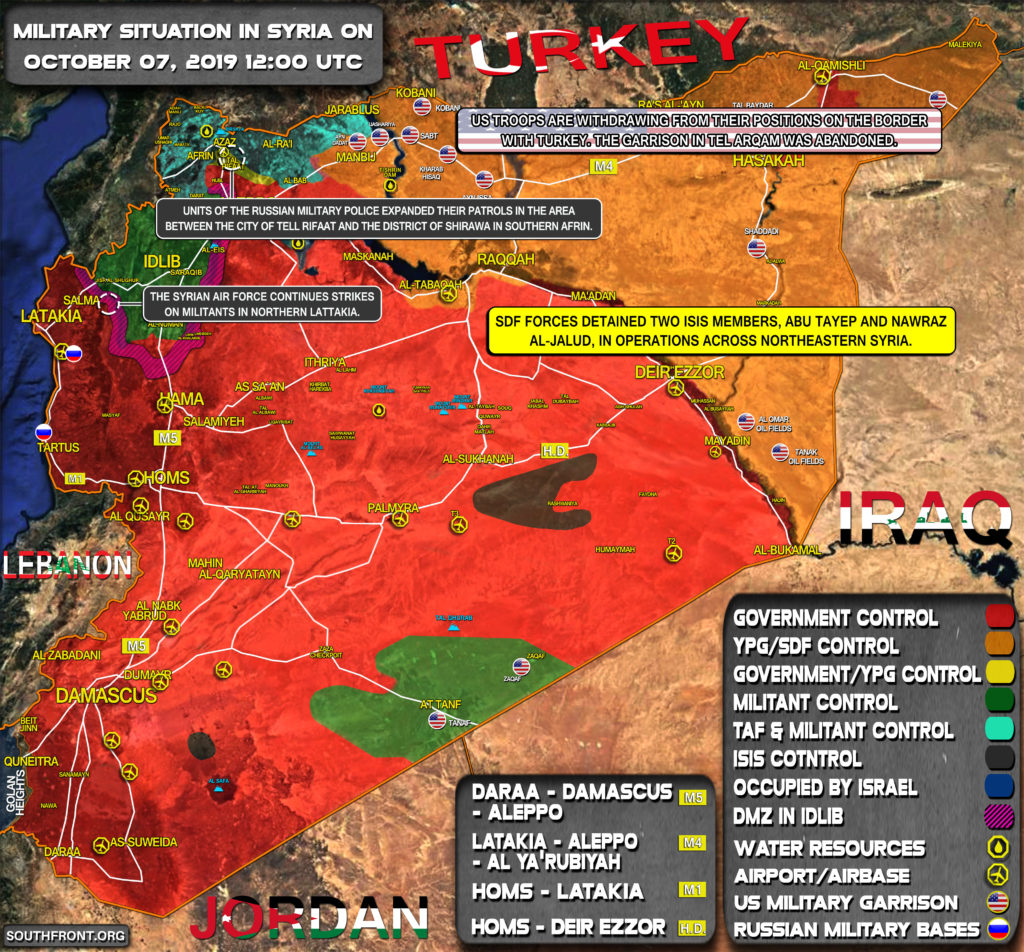 Military Situation In Syria On October 7, 2019 (Map Update)