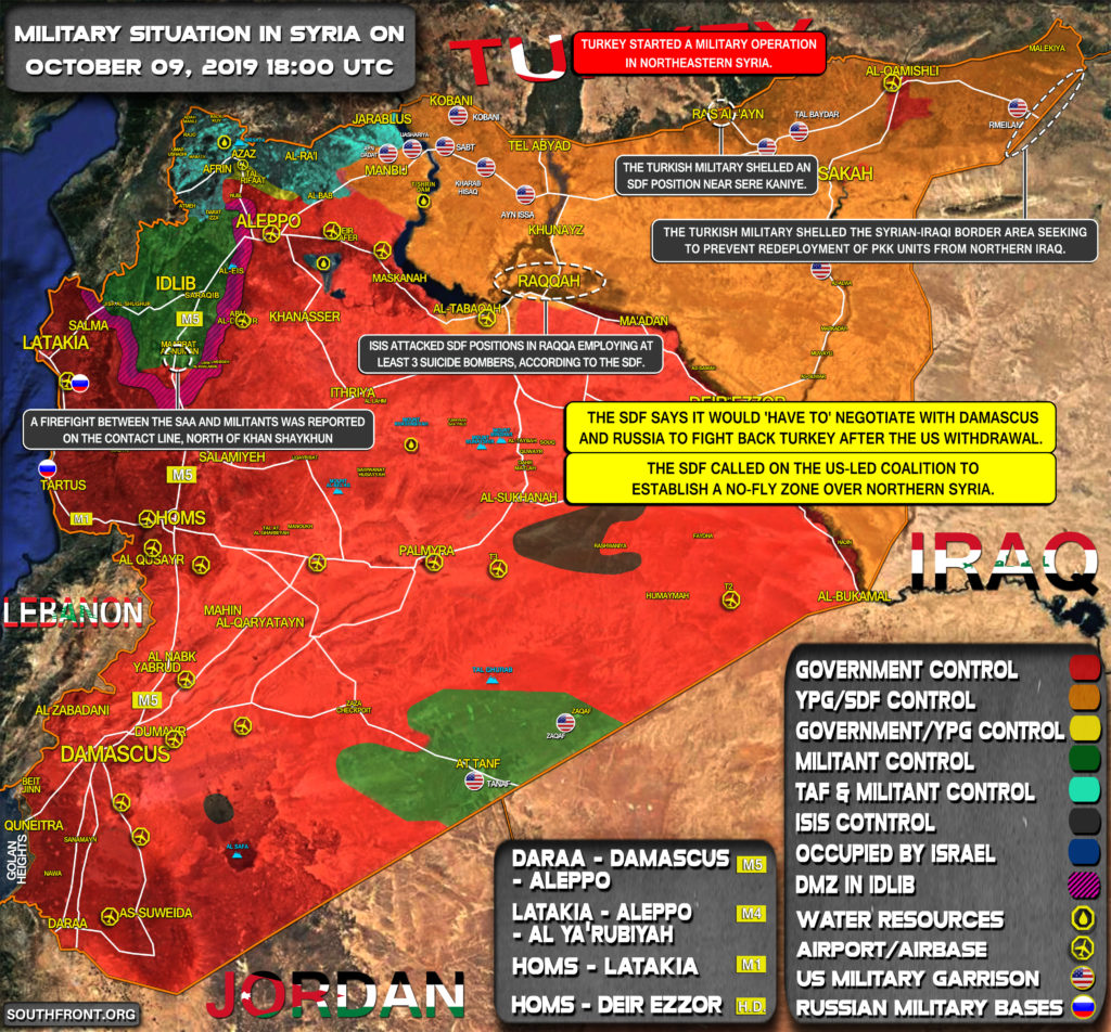 Military Situation In Syria On October 9, 2019 (Map Update)