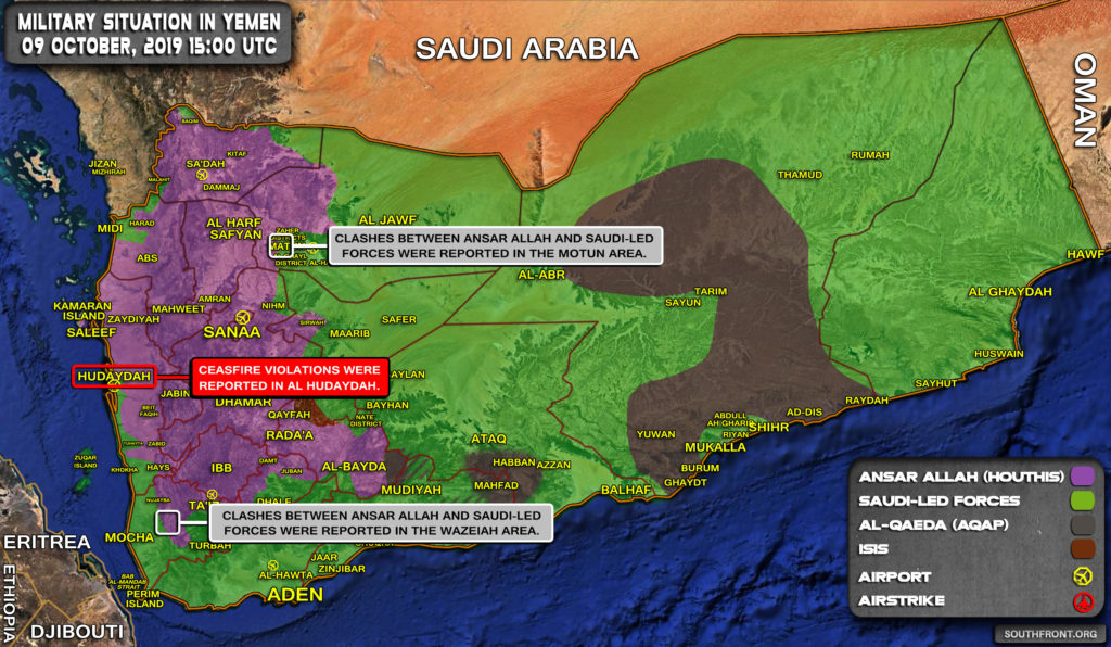 Military Situation In Yemen On October 9, 2019 (Map Update)