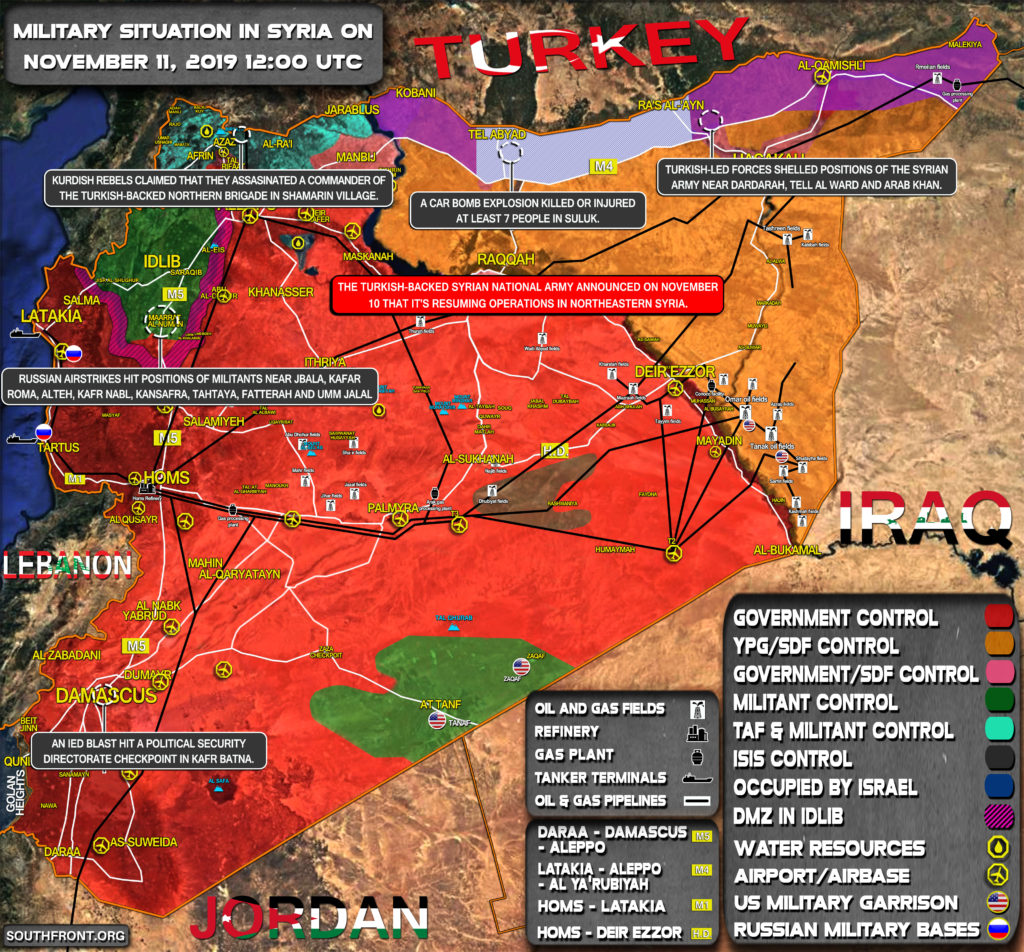 Military Situation In Syria On November 11, 2019 (Map Update)