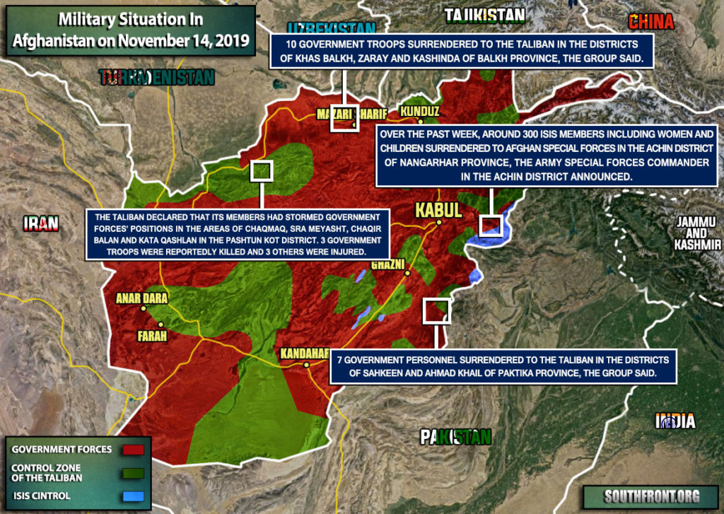 Military Situation In Afghanistan On November 14, 2019 (Map Update)