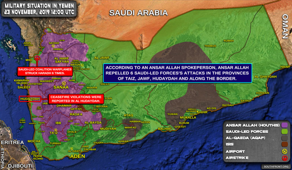 Military Situation In Yemen On November 23, 2019 (Map Update)