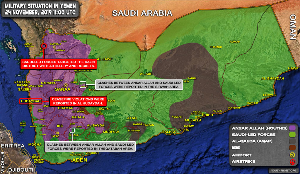 Military Situation In Yemen On November 24, 2019 (Map Update)