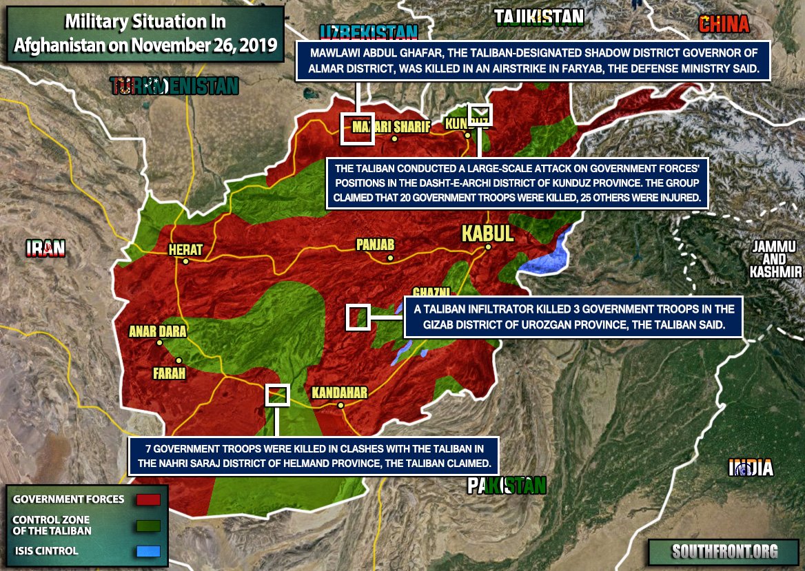 Military Situation In Afghanistan On November 26 2019 Map Update 26nov Afghanistan 