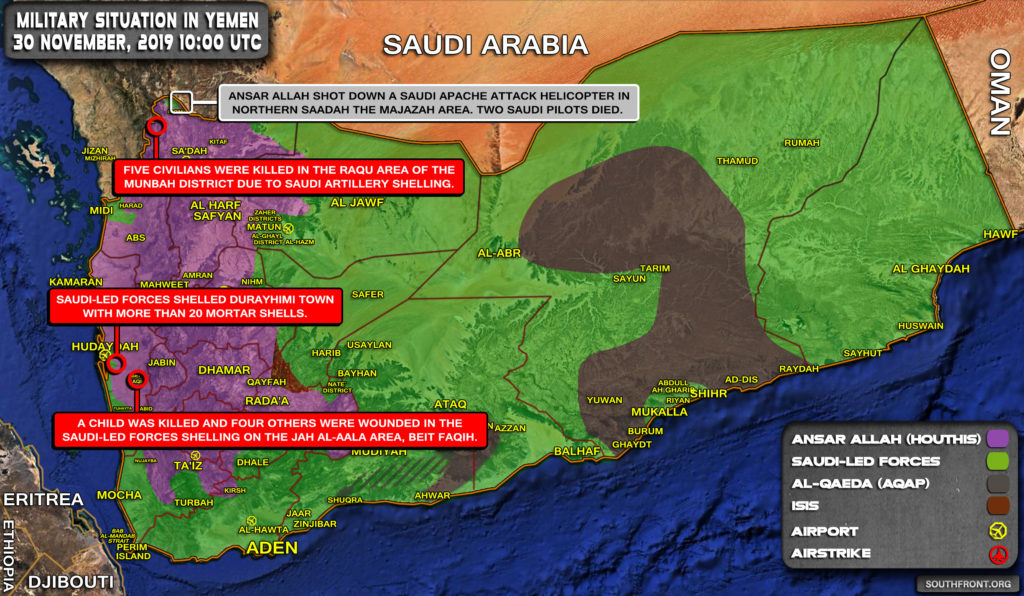 Military Situation In Yemen On November 30, 2019 (Map Update)