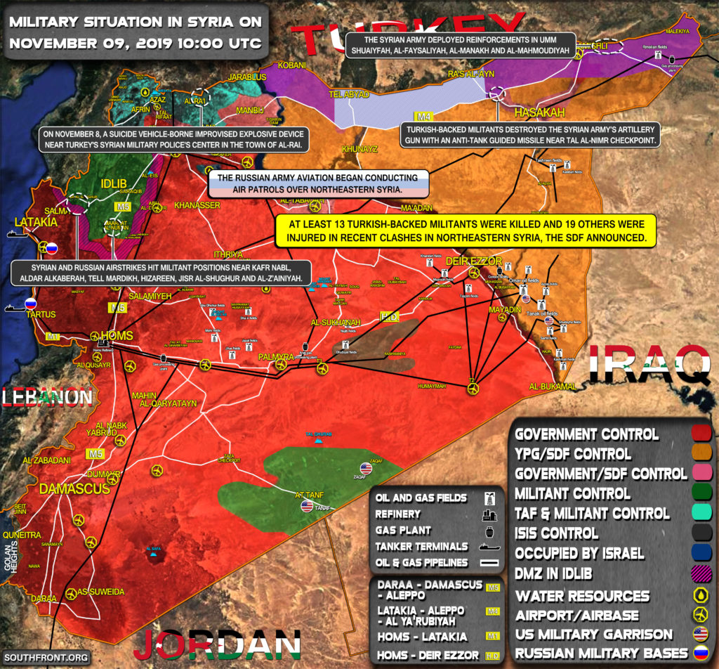 Military Situation In Syria On November 9, 2019 (Map Update)