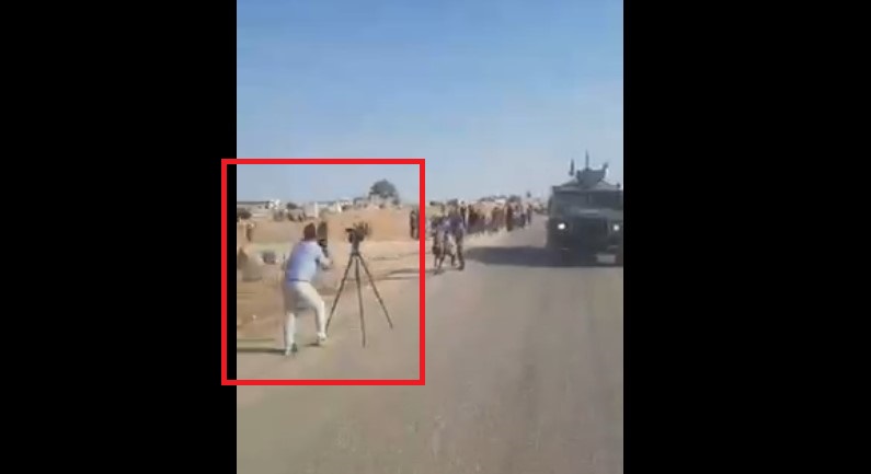 First-Person View From Russia's Tiger Vehicle: SDF Supporters Throwing Stones At Joint Russian-Turkish Patrol