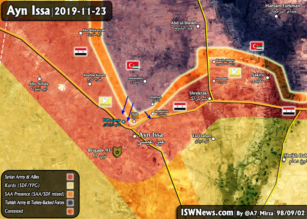 Map Update: Military Situation In Area Of Syria's Ayn Issa Following Turkish-led Attack