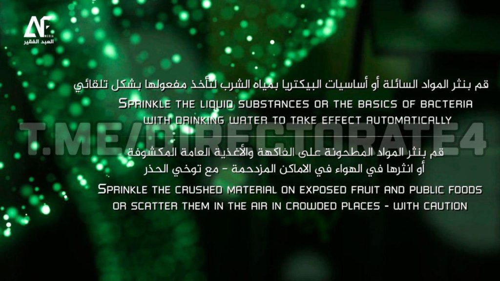 Pro-ISIS Propaganda Suggests To Use Improvised Biological Weapons For Terrorist Attacks