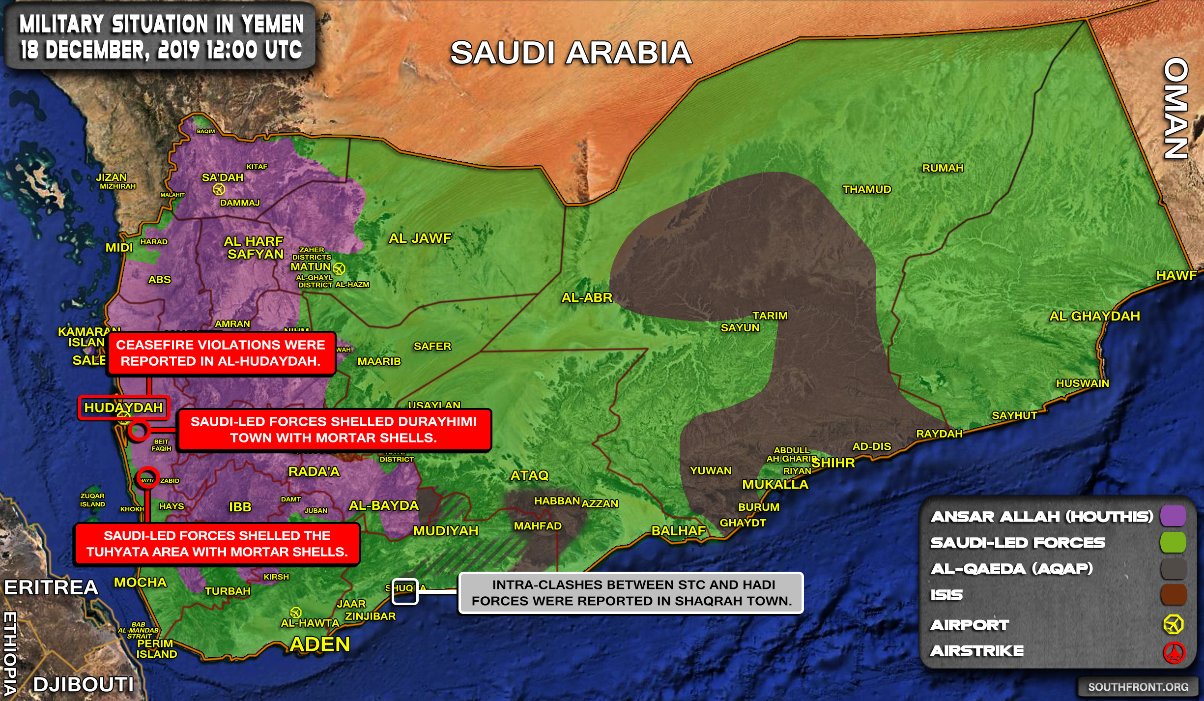 Military Situation In Yemen On December 18, 2019 (Map Update)