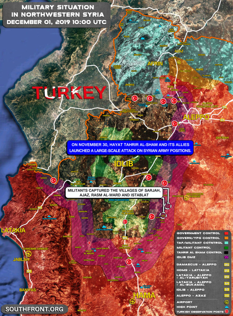 Military Situation In Greater Idlib On December 1, 2019 (Map Update)