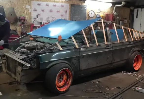 Russian YouTubers Create Gas-Powered Replica Of Tesla's Cybertruck Using A Hatchback And Some Sheet Metal