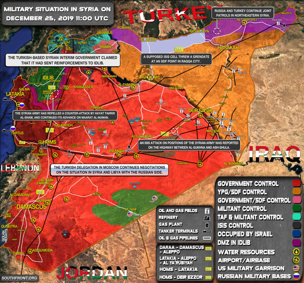 Military Situation In Syria On December 25, 2019 (Map Update)