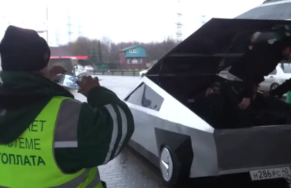 Russian YouTubers Create Gas-Powered Replica Of Tesla's Cybertruck Using A Hatchback And Some Sheet Metal