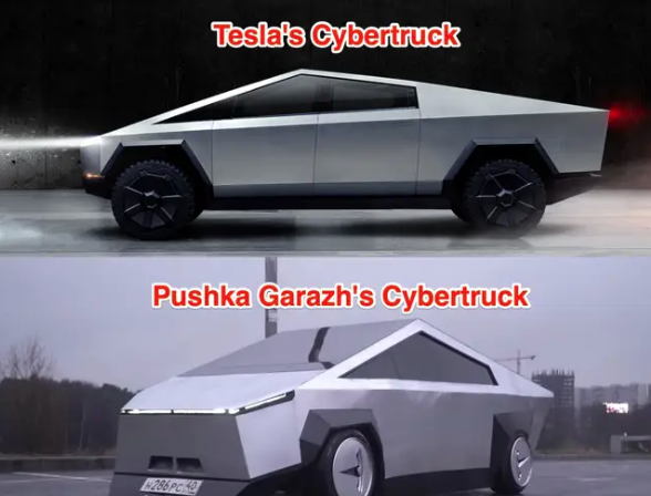 Russian YouTubers Create Gas-Powered Replica Of Tesla's Cybertruck Using A Hatchback And Some Sheet Metal