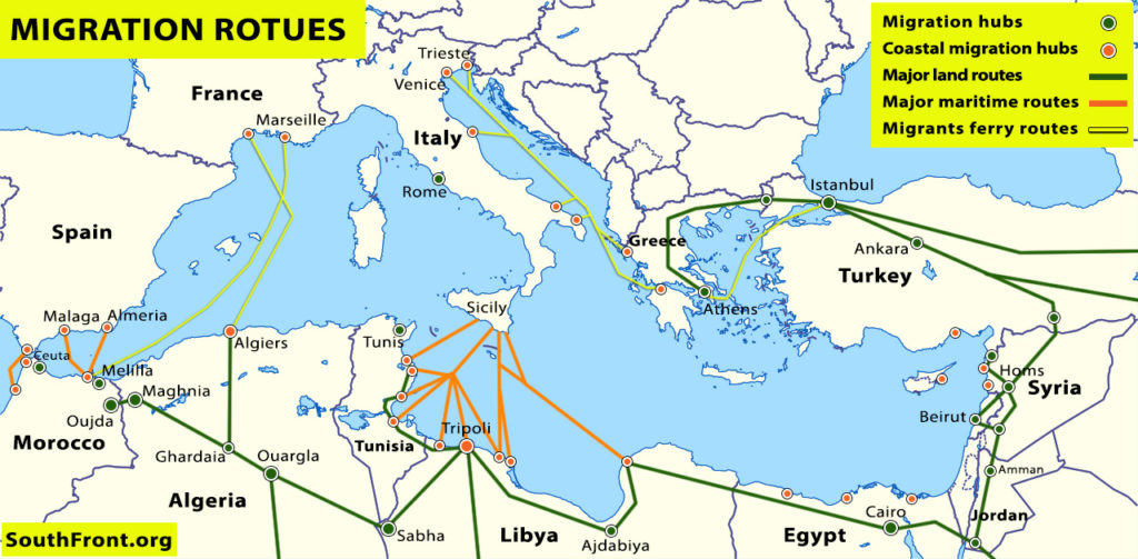 Map Update: Main Illegal Migration Routes From Africa, Middle East To Europe