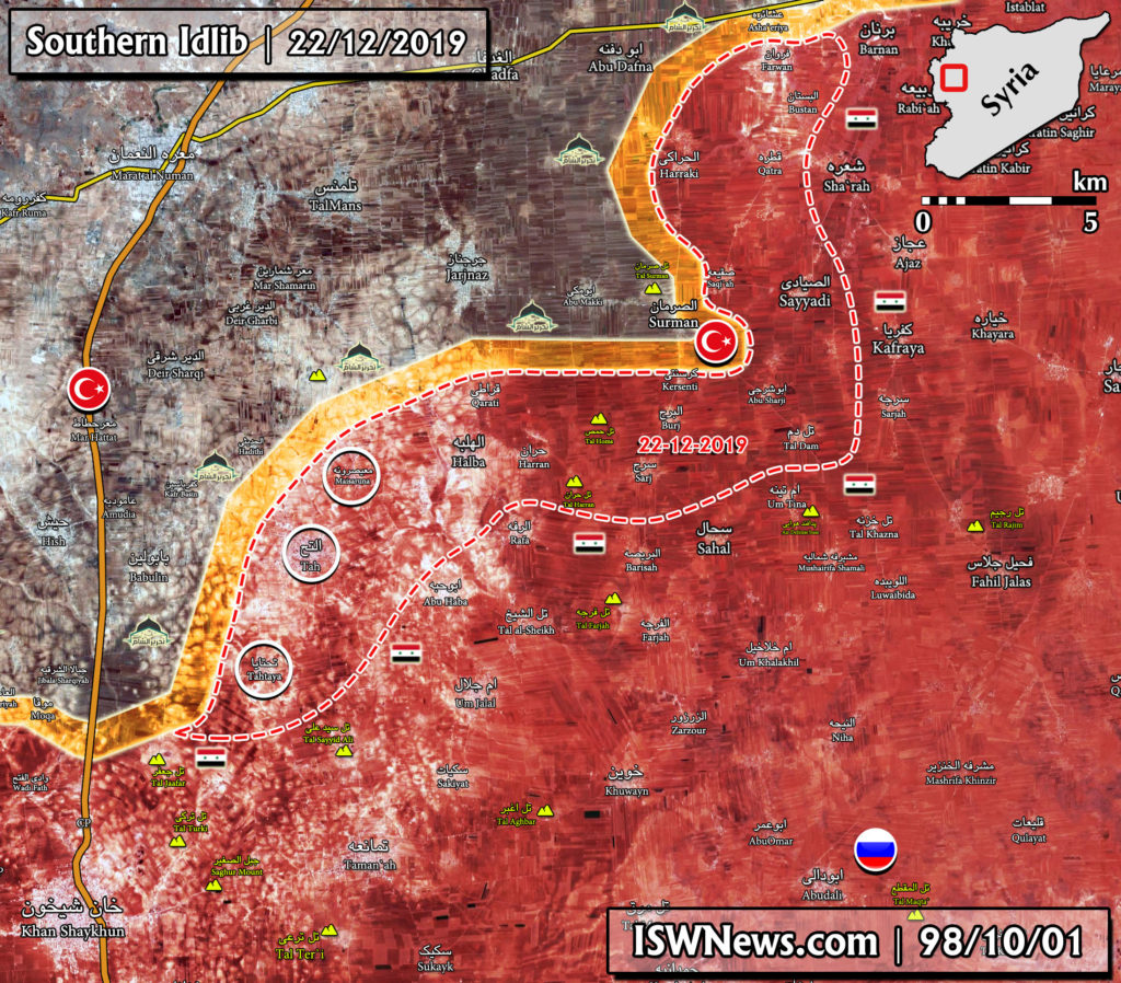 Military Situation In Southern Idlib On December 23, 2019 (Map Update)