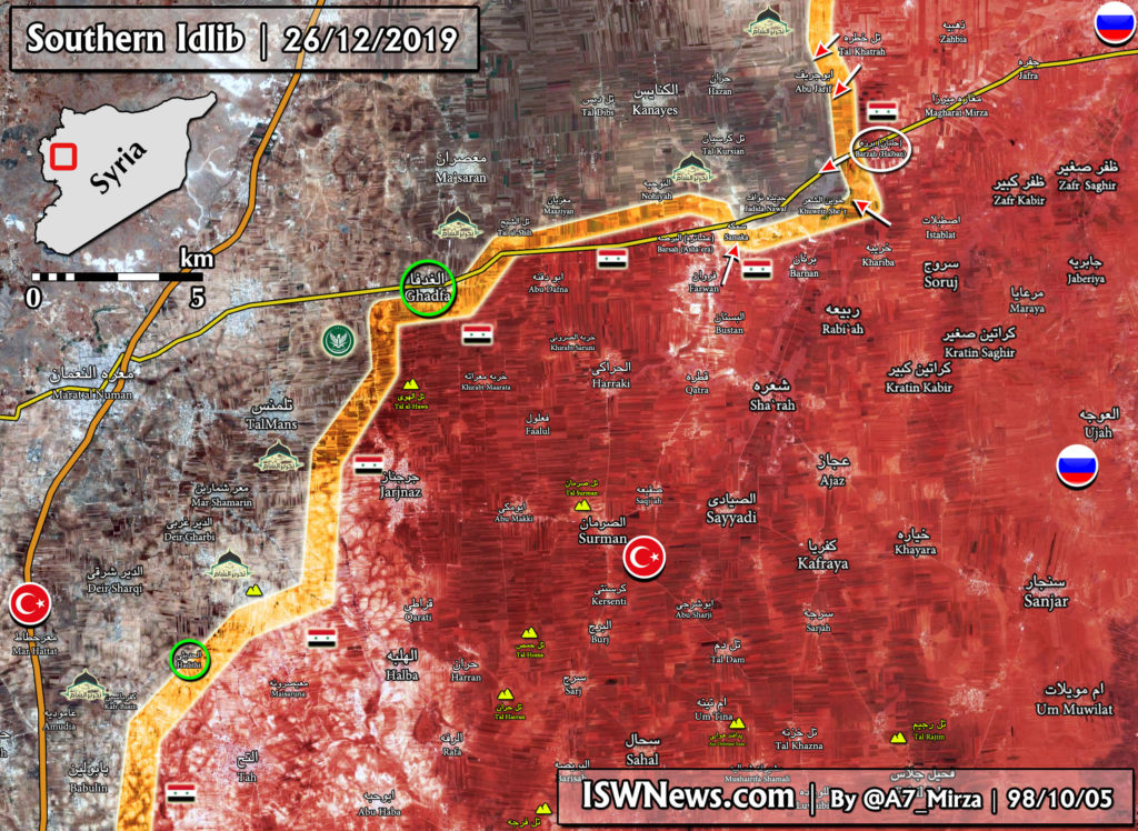 Military Situation In Syria's Southern Idlib On December 26, 2019 (Map Update)