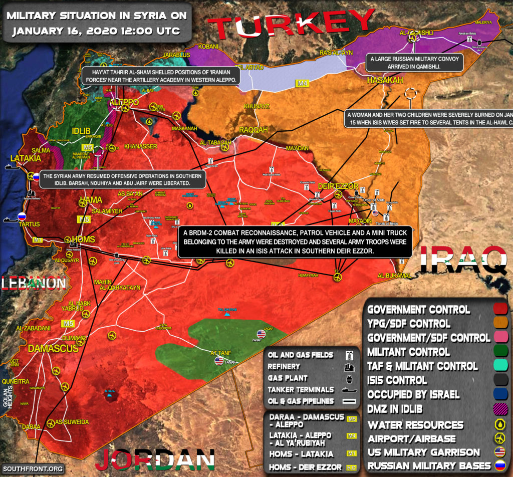 Military Situation In Syria On January 16, 2020 (Map Update)