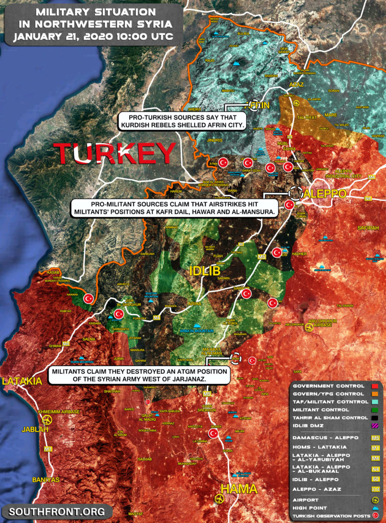 Military Situation In Northwestern Syria On January 21, 2020 (Map Update)