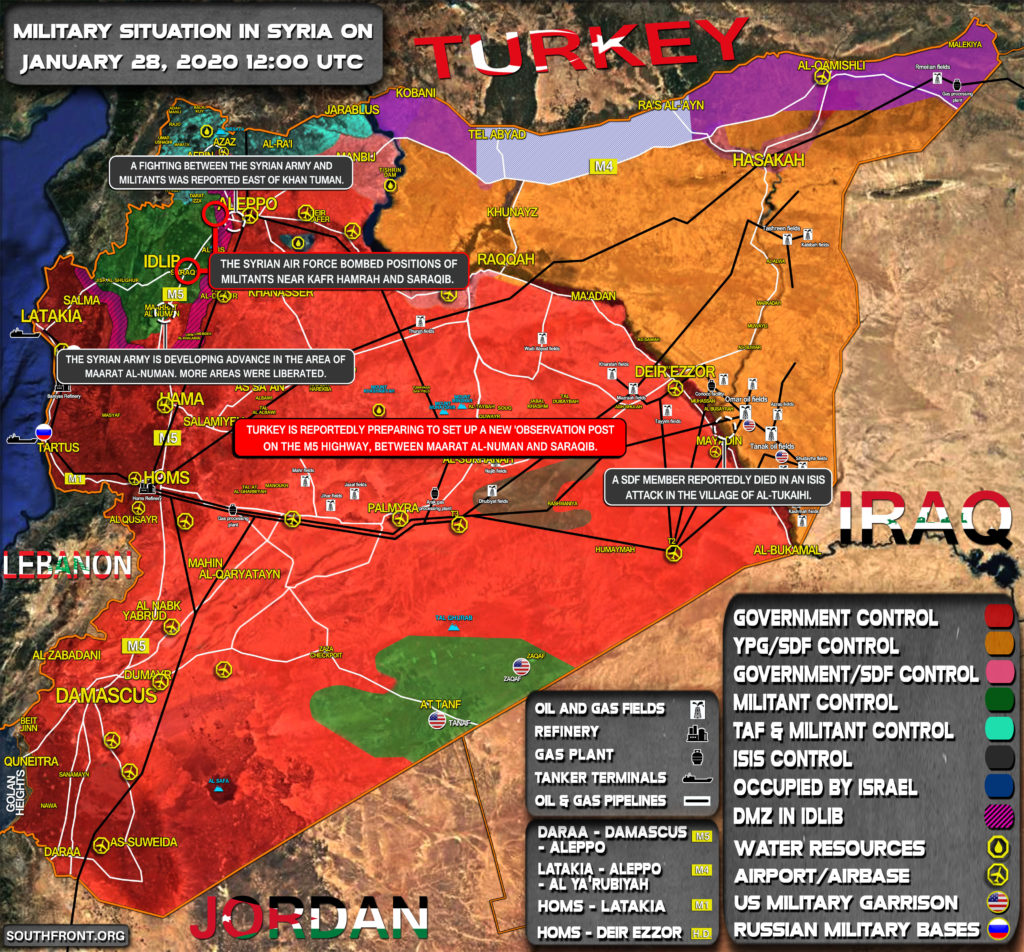 Military Situation In Syria On January 28, 2020 (Map Update)