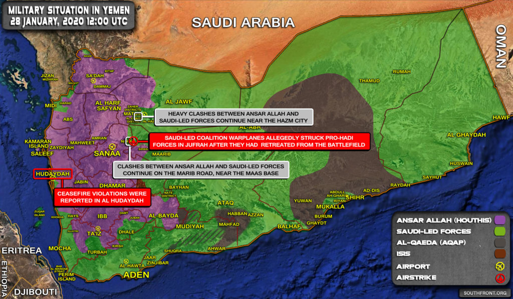 Military Situation In Yemen On January 28, 2020 (Map Update)