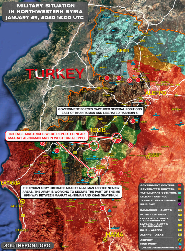 Military Situation In Northwestern Syria On January 29, 2020 (Map Update)