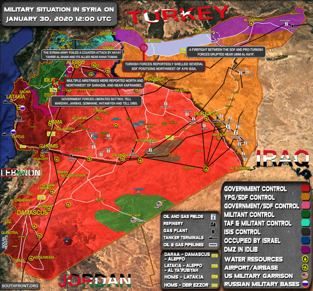 Military Situation In Syria On January 30, 2020 (Map Update)