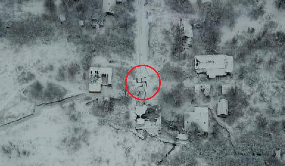 Ukrainian Army Sends Signals Of Their Commitment To Democracy By Making Nazi Swastikas At Own Positions