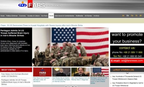 Iran's Fars News Knocked Off Web By US Treasury Order