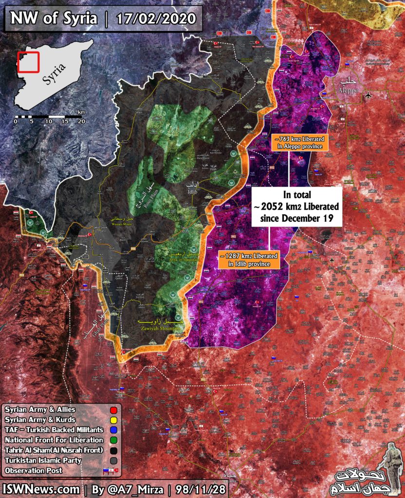 Syrian Troops Liberated Over 2,000km In Greater Idlib Since December 19, 2019 (Map Update)