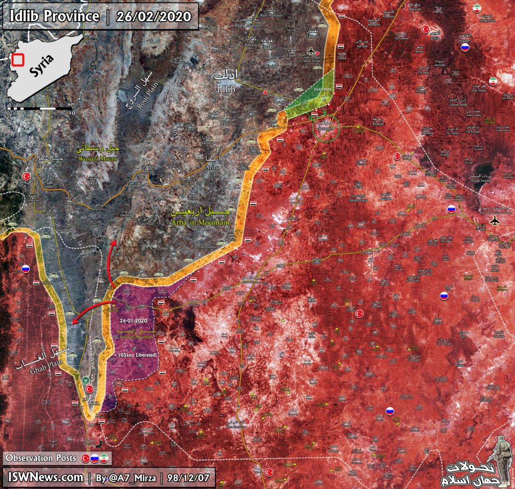 Turkish-led Forces Reentered Saraqib Following Collapse Of Syrian Army Defense Northwest Of Town