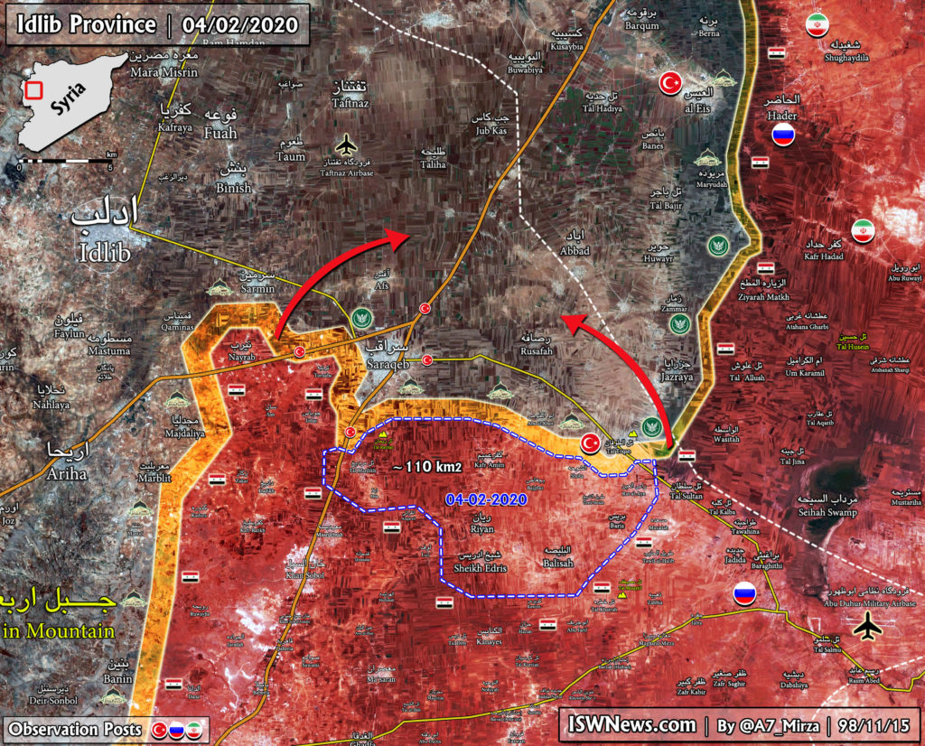 Government Forces Liberated 110km2 In Southeastern Idlib Since February 4 Morning