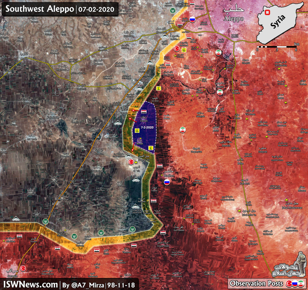 Military Situation In Southwestern Aleppo On February 7, 2020 (Map Update)