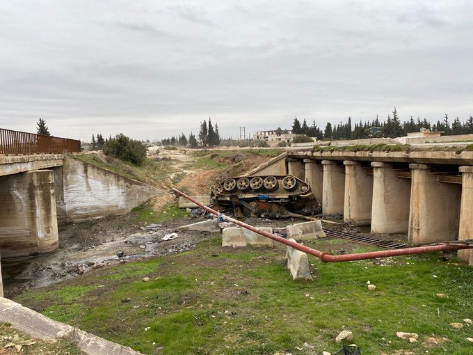 In Photos: Syrian Army Battle Tank Fell From Bridge On M5 Highway