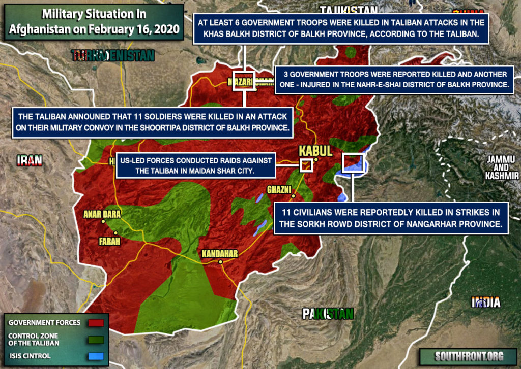 Military Situation In Afghanistan On February 16, 2020 (Map Update)