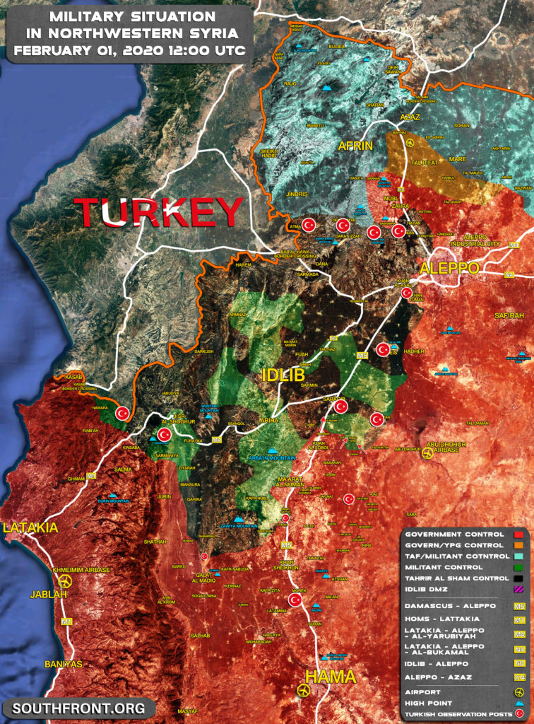 Military Situation In Northwestern Syria On February 1, 2020 (Map Update)