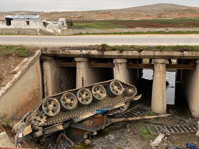 In Photos: Syrian Army Battle Tank Fell From Bridge On M5 Highway