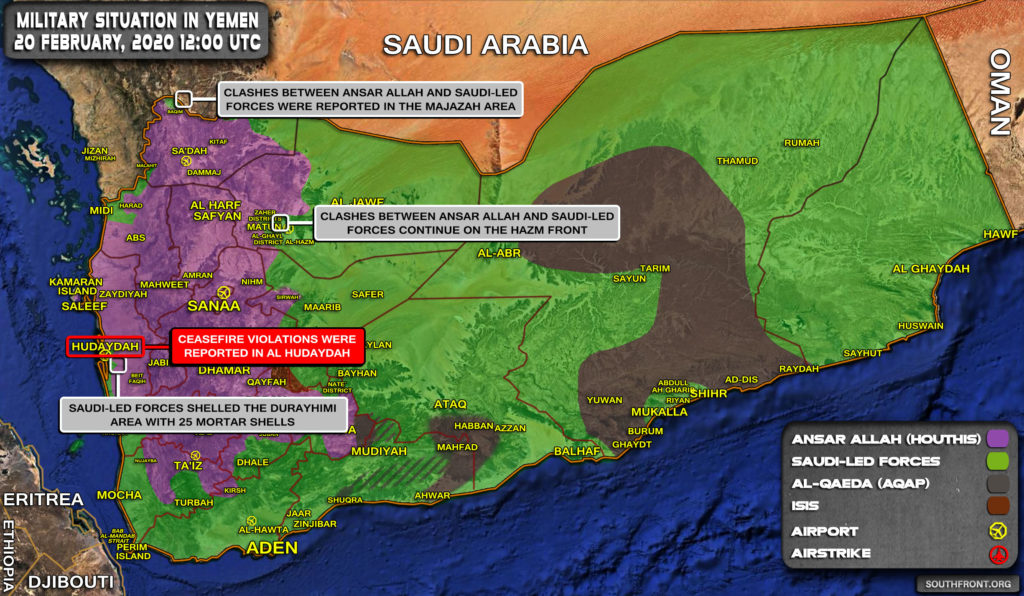 Military Situation In Yemen On February 20, 2020 (Map Update)