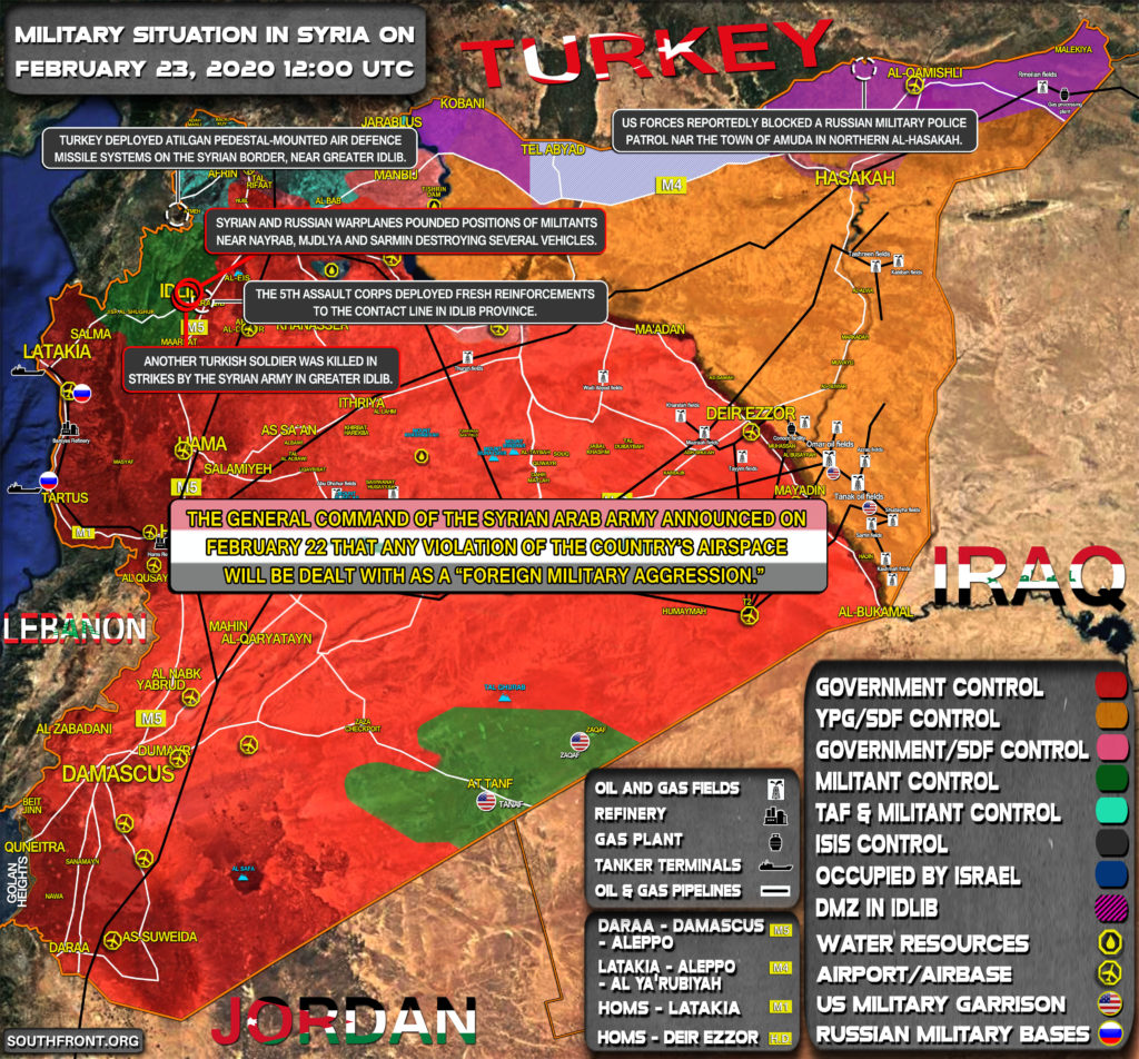 Military Situation In Syria On February 23, 2020 (Map Update)