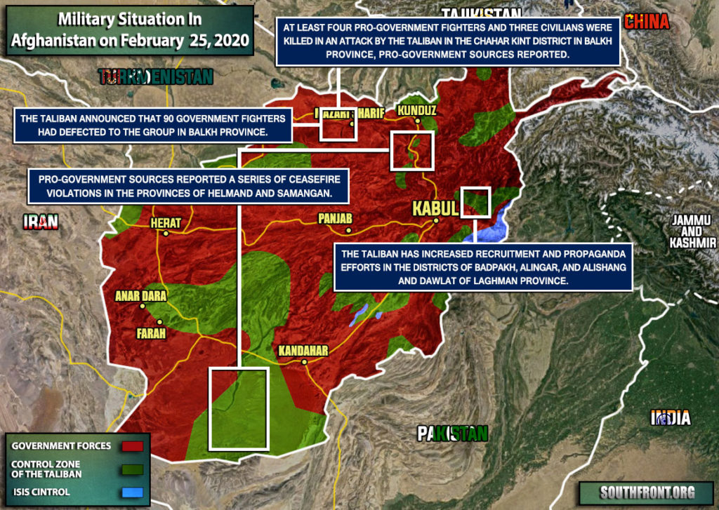 Military Situation In Afghanistan On February 25, 2020 (Map Update)