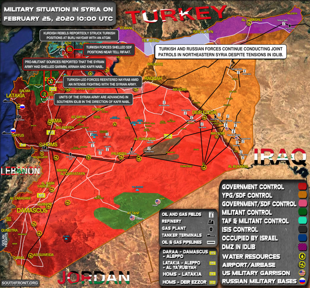 Military Situation In Syria On February 25, 2020 (Map Update)