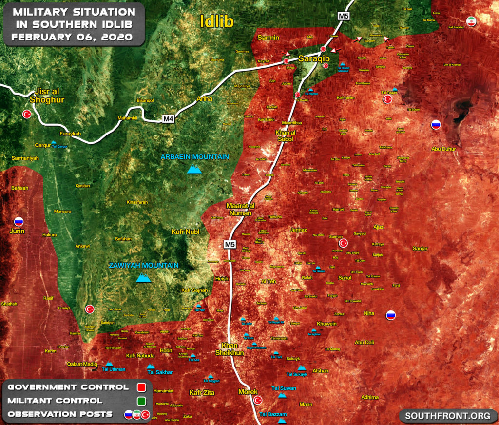 Map Update: Military Situation In Southern Idlib Following Encirclement Of Saraqib