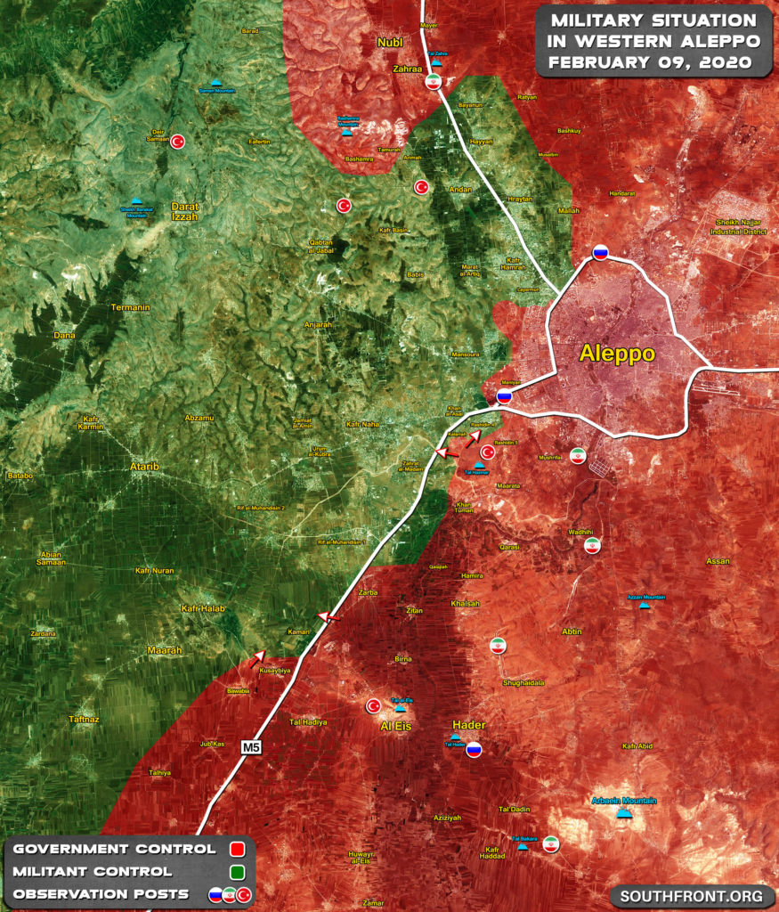 Military Situation In Western Aleppo On February 9, 2020 (Map Update)