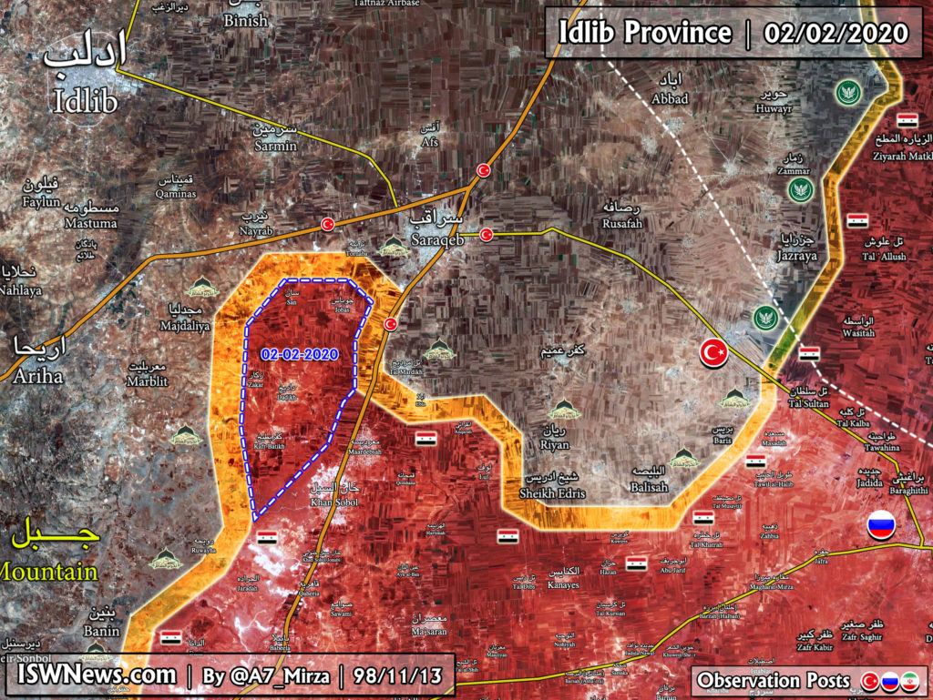 Map Update: Syrian Army Is Outflanking Saraqib From Western Direction