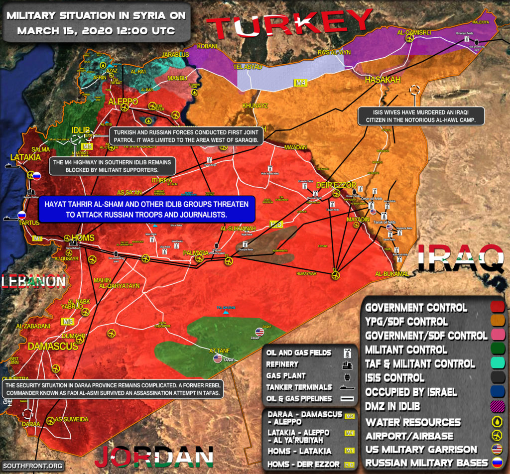 Military Situation In Syria On March 15, 2020 (Map Update)