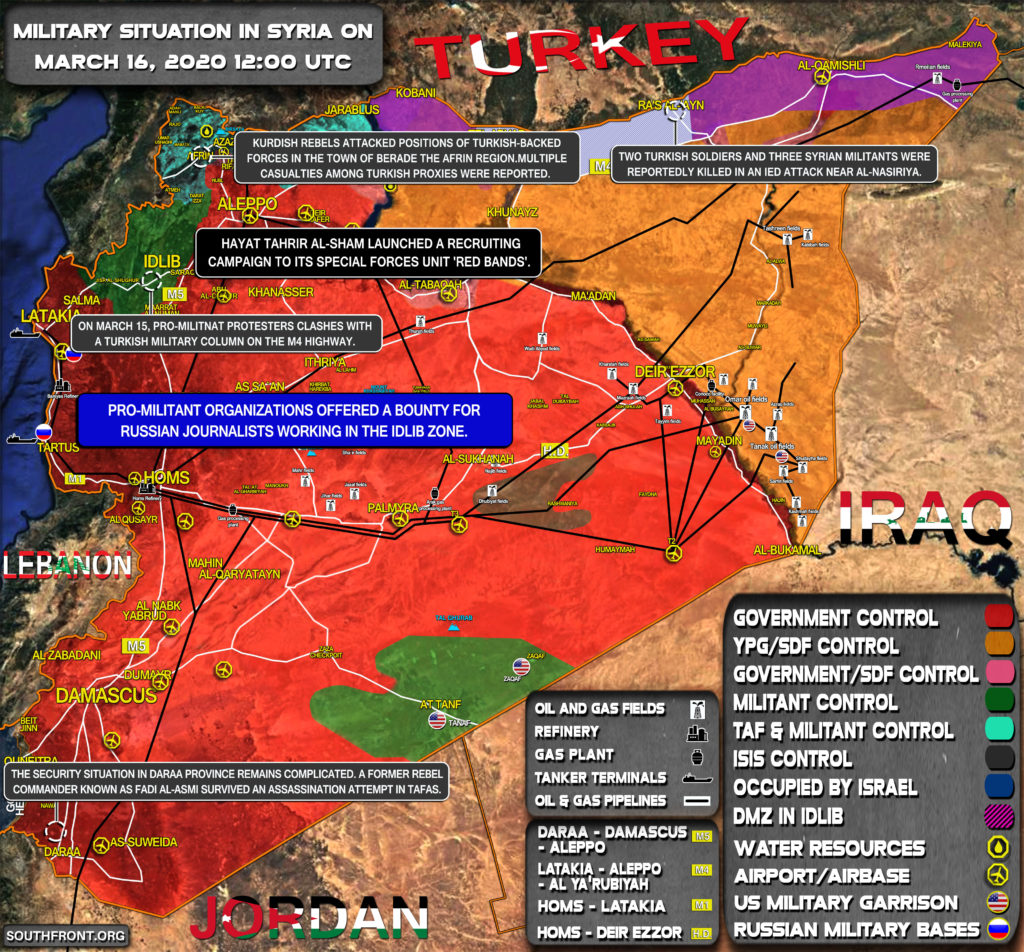 Military Situation In Syria On March 16, 2020 (Map Update)