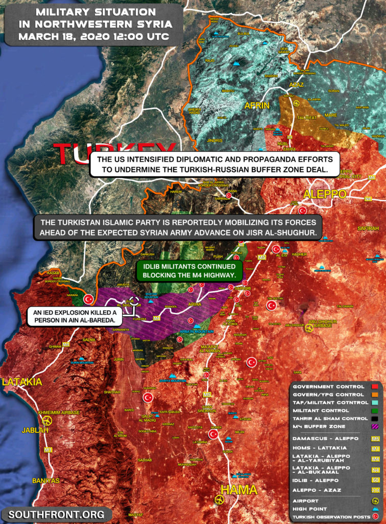 Military Situation In Northwestern Syria On March 18, 2020 (Map Update)