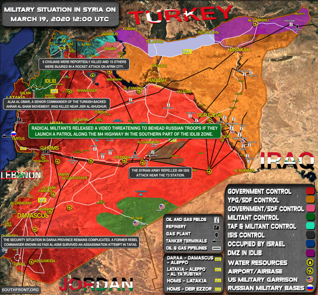 Military Situation In Syria On March 19, 2020 (Map Update)